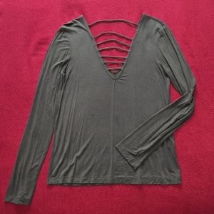 Good Luck Gem Marshalls Olive Green Long Sleeve Ladder Front Top